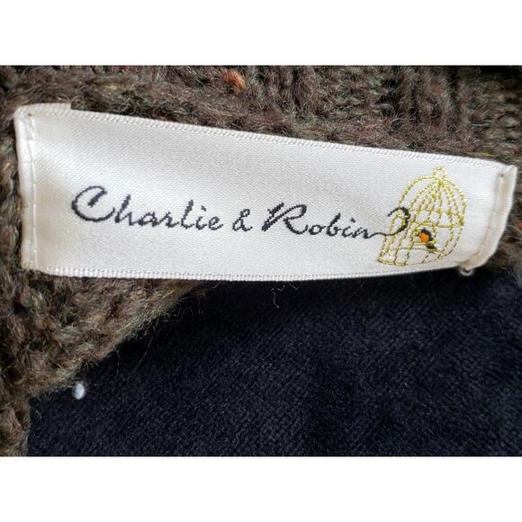 Charlie & Robin Sweater Womens Small Green Wool Long Sleeve Crew Neck Pullover - Picture 2 of 12